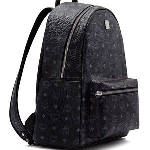 MCM book bag black stark no stud backpack